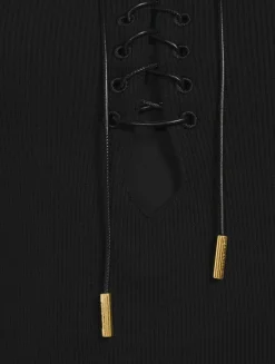 Lace-Up Jersey Midi Dress