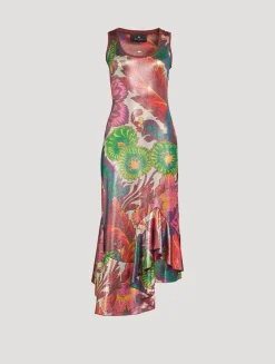 Laminated Jersey Dress In Floral Print