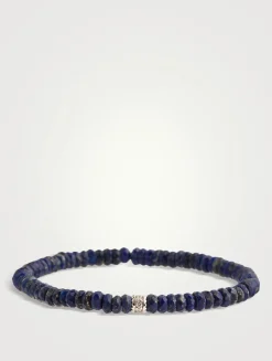 Lapis Beaded Bracelet With 14K Gold Diamond Rondelle