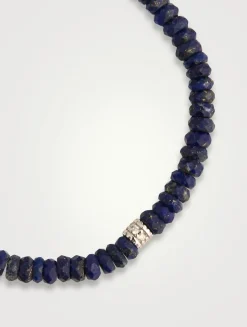 Lapis  Beaded Bracelet With 14K Gold Diamond Rondelle