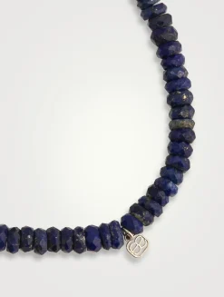 Lapis  Beaded Bracelet With 14K Gold Diamond Rondelle