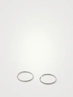 Large Carved Chain Sterling Silver Hoop Earrings