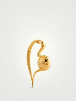 Large Faux Pearl Heart Earrings