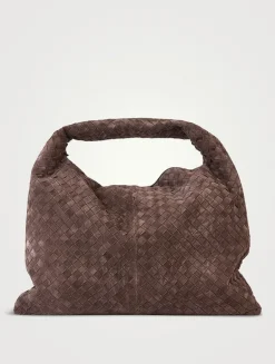 Large Hop Intrecciato Suede Shoulder Bag
