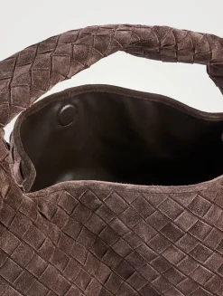 Large Hop Intrecciato Suede Shoulder Bag