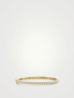 Large 14K Gold Bangle Bracelet With Pavé Diamonds