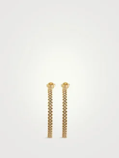 Large 14K Gold Marquise Evil Eye Hoop Earrings With Diamonds