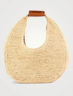 Large Moon Raffia Shoulder Bag