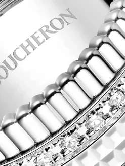 Large Quatre Double White Edition White Gold Ring With White Hyceram And Diamonds