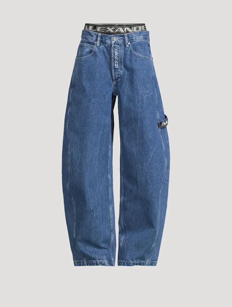 Layered Barrel-Leg Jeans