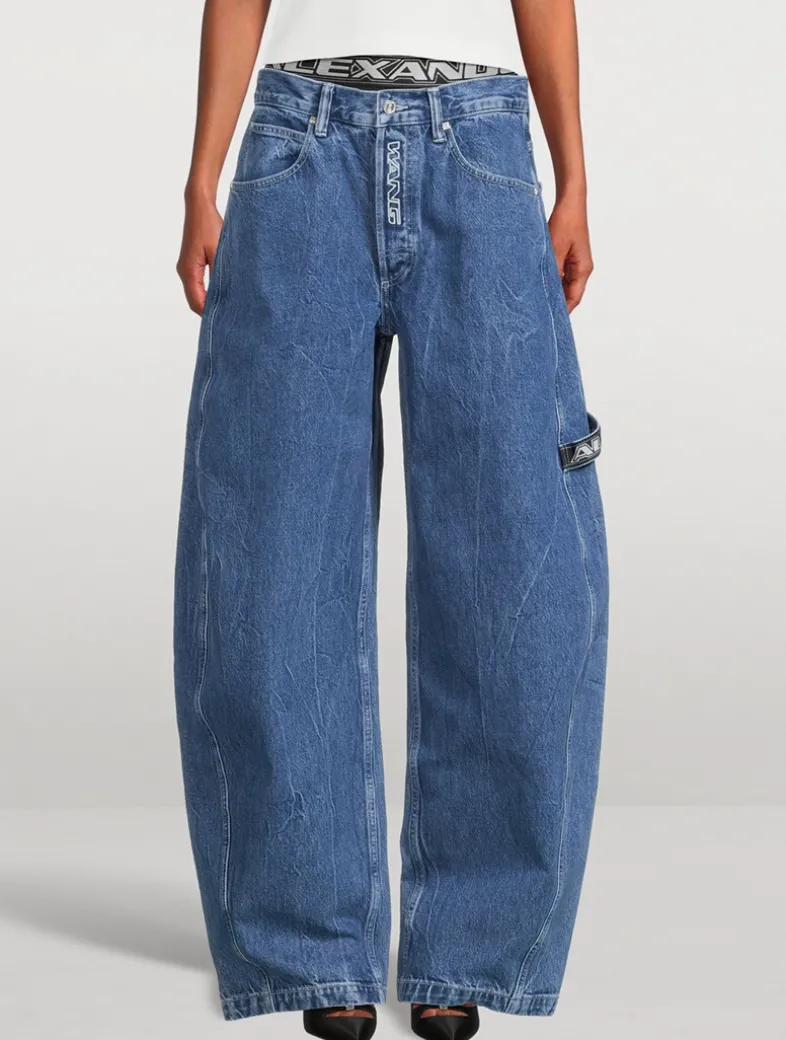 Layered Barrel-Leg Jeans