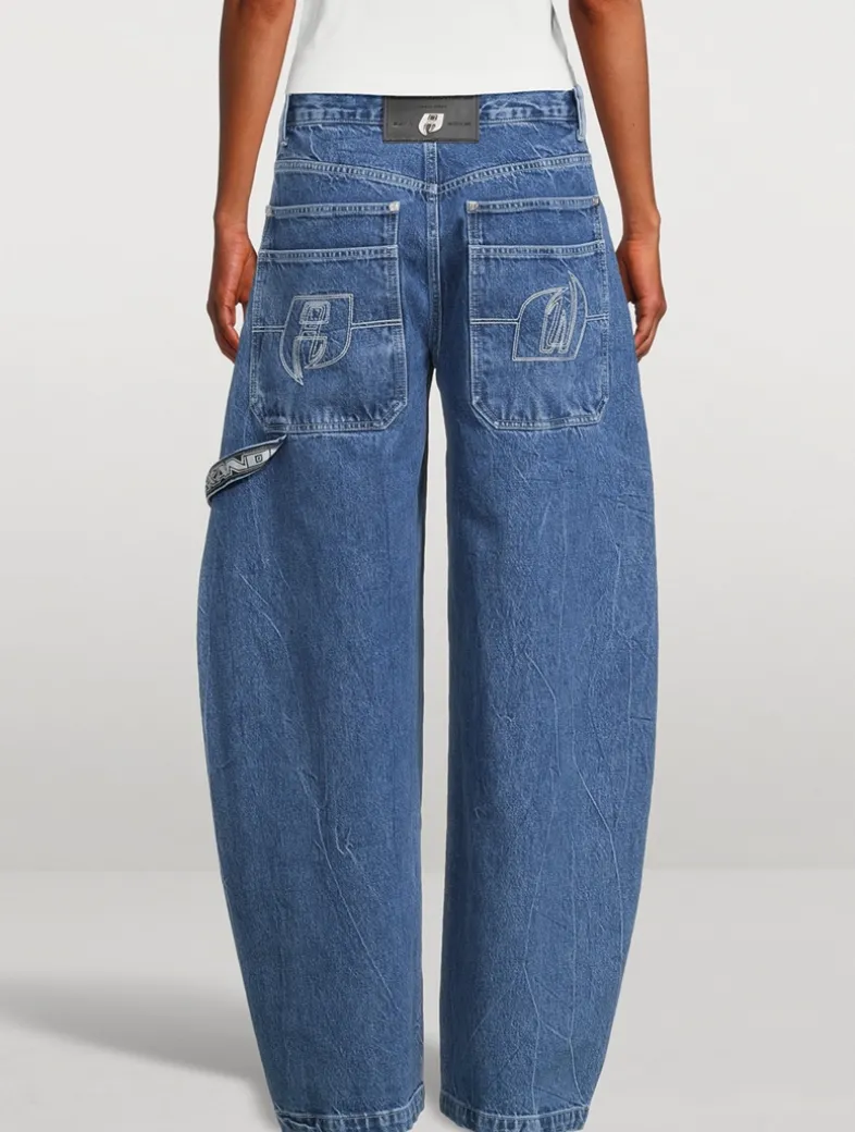 Layered Barrel-Leg Jeans