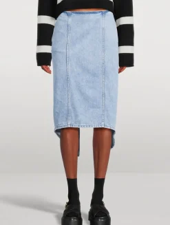 Layered Denim Midi Skirt