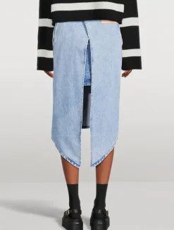 Layered Denim Midi Skirt