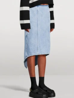 Layered Denim Midi Skirt