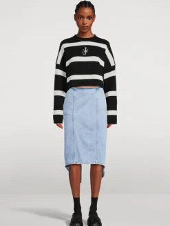 Layered Denim Midi Skirt