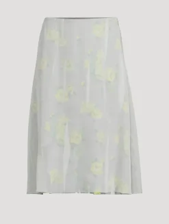 Layered Midi Skirt In Rose Print