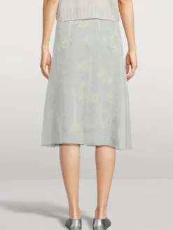 Layered Midi Skirt In Rose Print