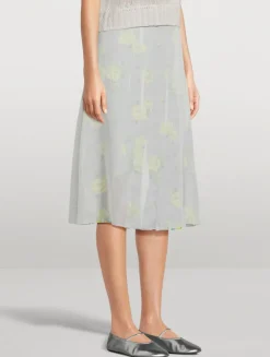 Layered Midi Skirt In Rose Print