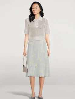 Layered Midi Skirt In Rose Print