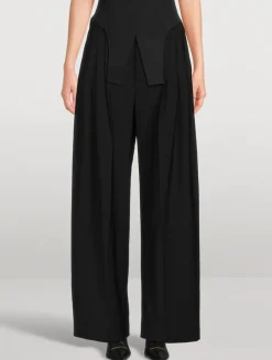 Layered Pleated Trousers With Exposed Boxer