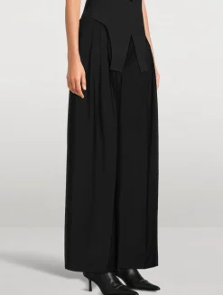 Layered Pleated Trousers With Exposed Boxer