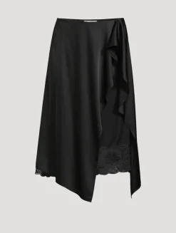 Layered Satin Midi Skirt