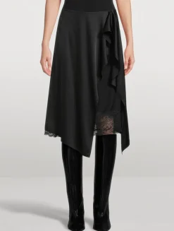 Layered Satin Midi Skirt