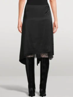 Layered Satin Midi Skirt