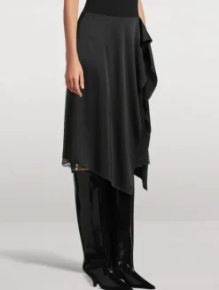 Layered Satin Midi Skirt