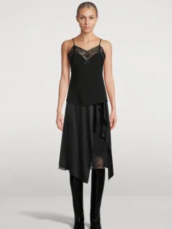 Layered Satin Midi Skirt