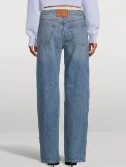 Layered Straight Jeans With Pointelle Underwear