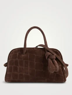 Le Petit Turismo Croc-Embossed Suede Bowling Bag