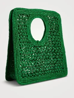 Le Petite Carré Spiaggia Raffia Basket Bag