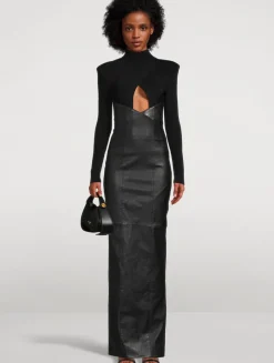 Leather And Jersey Gown