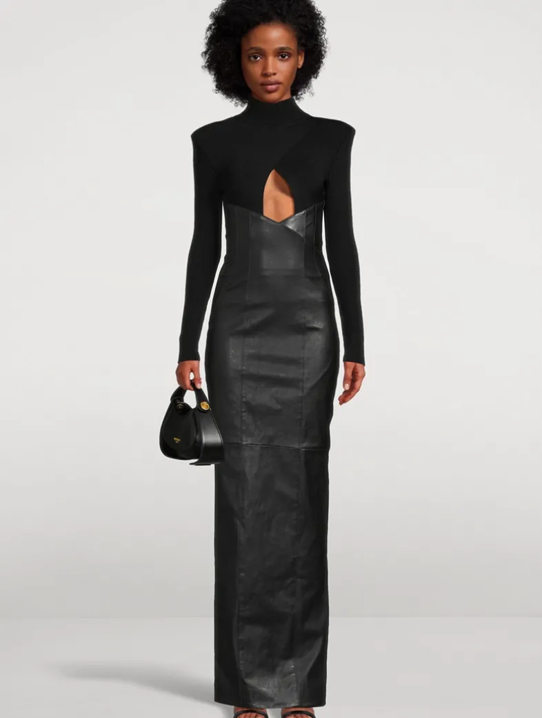 Leather And Jersey Gown