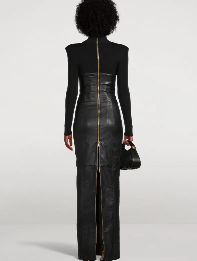 Leather And Jersey Gown