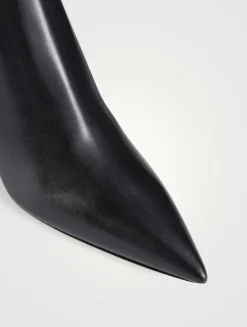 Leather Block Heel Ankle Boots