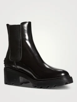 Leather Block-Heel Chelsea Boots