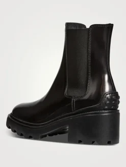 Leather Block-Heel Chelsea Boots