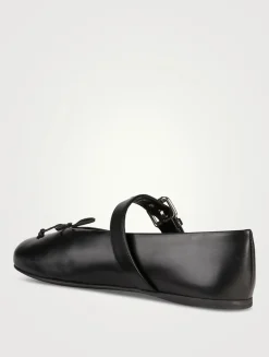 Leather Mary Jane Ballerina Flats