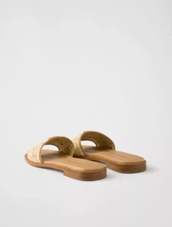 Leather Slides With Crochet Details