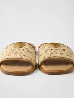Leather Slides With Crochet Details
