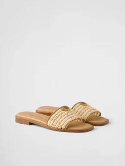 Leather Slides With Crochet Details