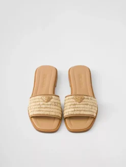 Leather Slides With Crochet Details