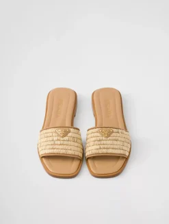 Leather Slides With Crochet Details