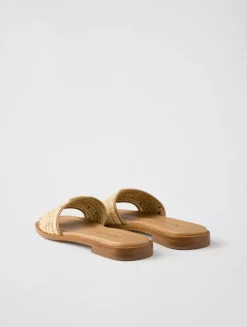 Leather Slides With Crochet Details