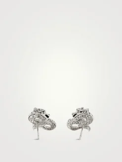 Legends Naga Sterling Silver Stud Earrings With Blue Sapphire