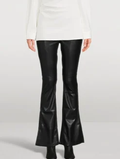 Level Up Vegan Leather Flare Trousers