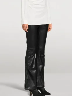 Level Up Vegan Leather Flare Trousers